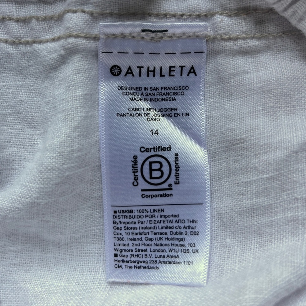 Athleta Cabo Linen Jogger Pants | micro cheetah pattern | Size 14 - Picture 14 of 15